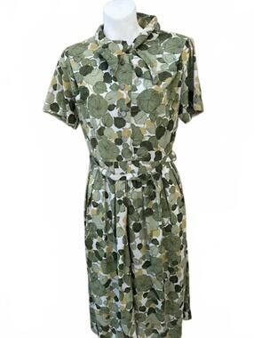 VTG Penney’s Belted Silk Floral Shirt Dress